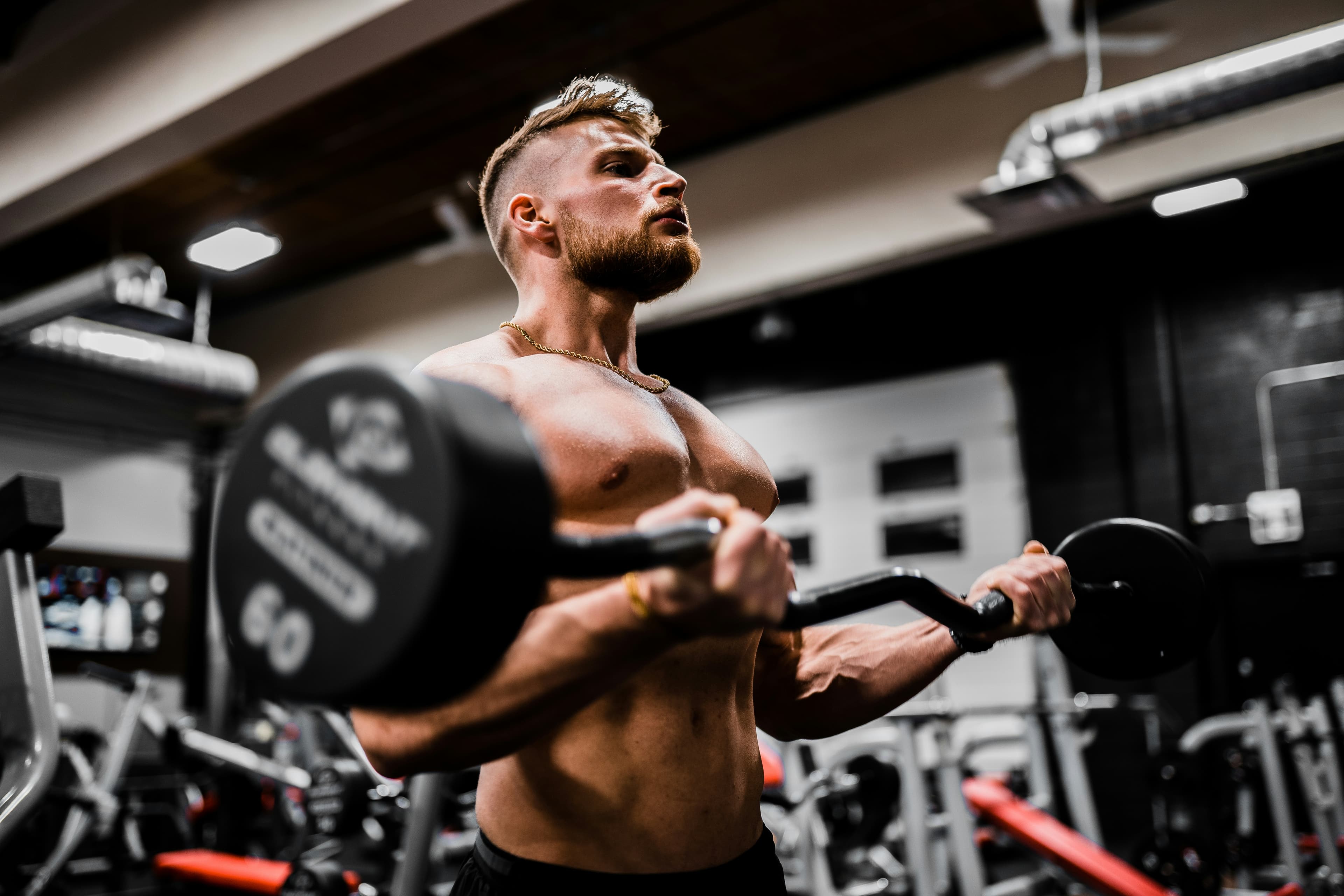 Athlete training with focused intensity in the gym
