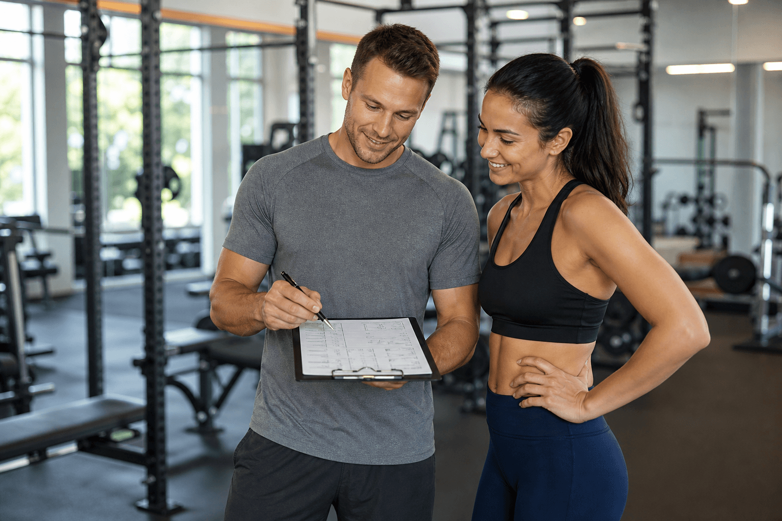 A coach reviewing a training plan with a client