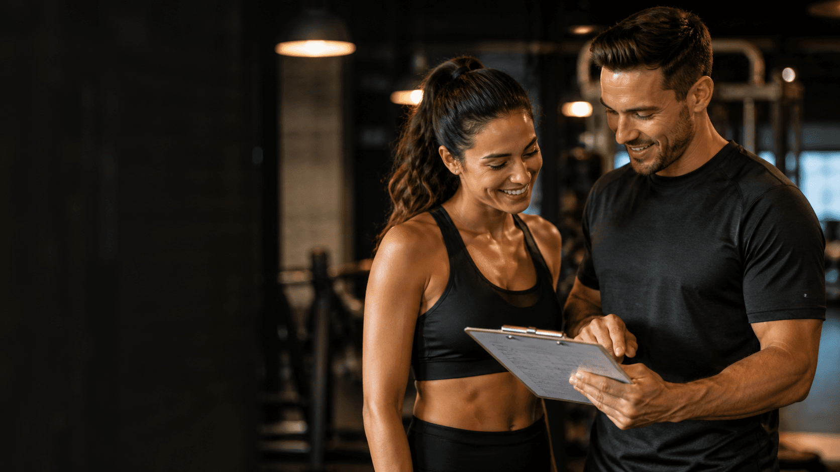Coach and client celebrating progress together